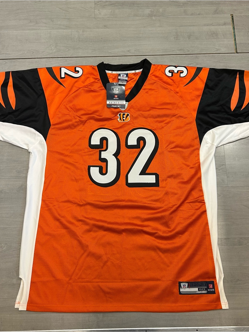 NWT Reebok Authentic Rudi Johnson #32 Cincinnati Bengals Stitch NFL Jersey Sz 60